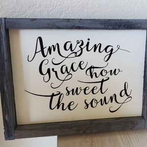 Amazing Grace Framed Wood Sign